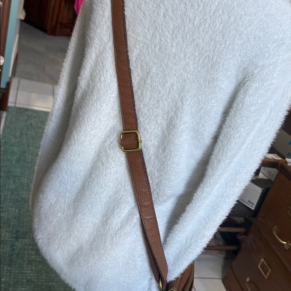Fossil shoulder/Crossbody bag pebble leather brown brass hw 3 Ext. Pockets - Picture 7 of 17
